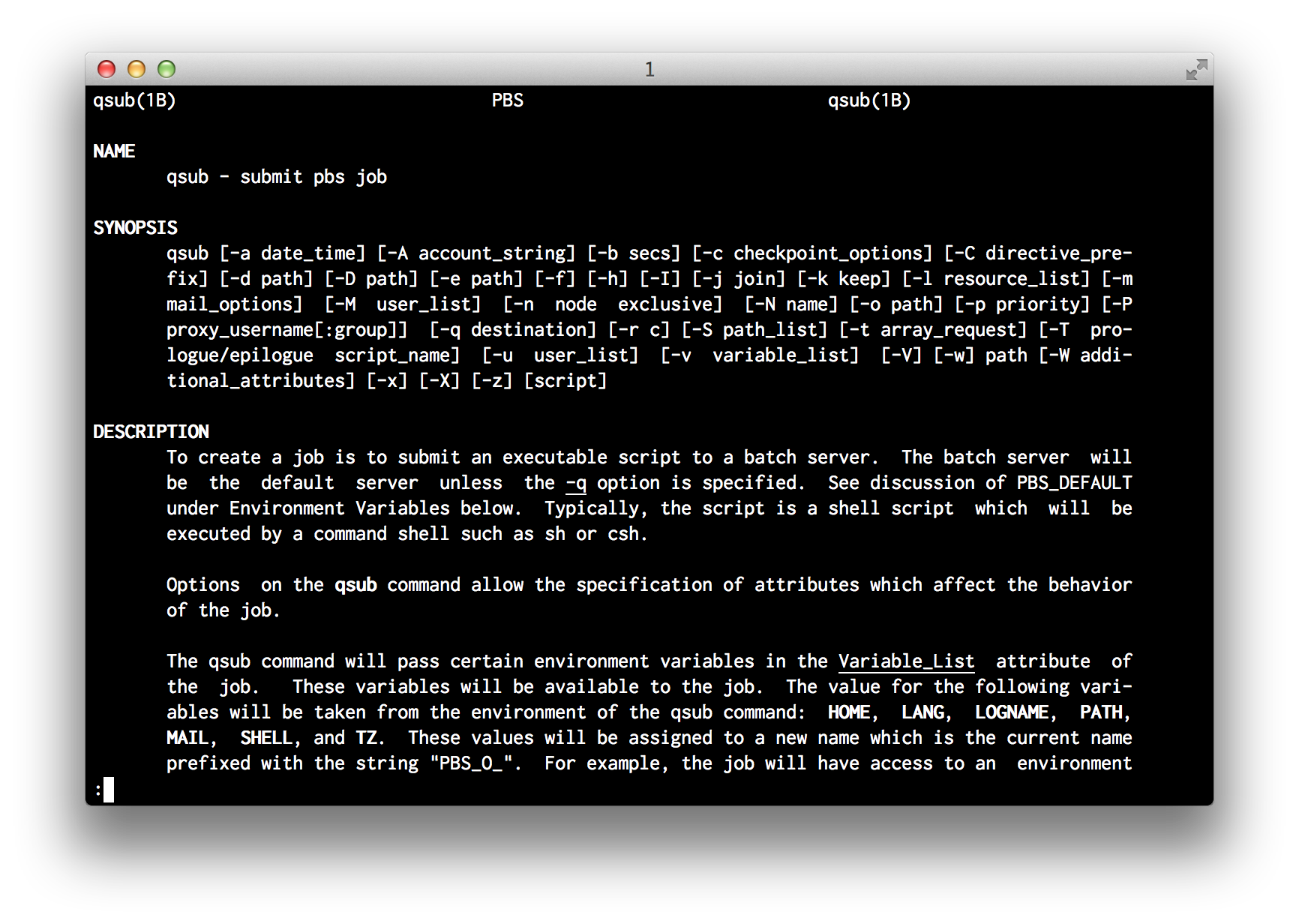 qsub man page