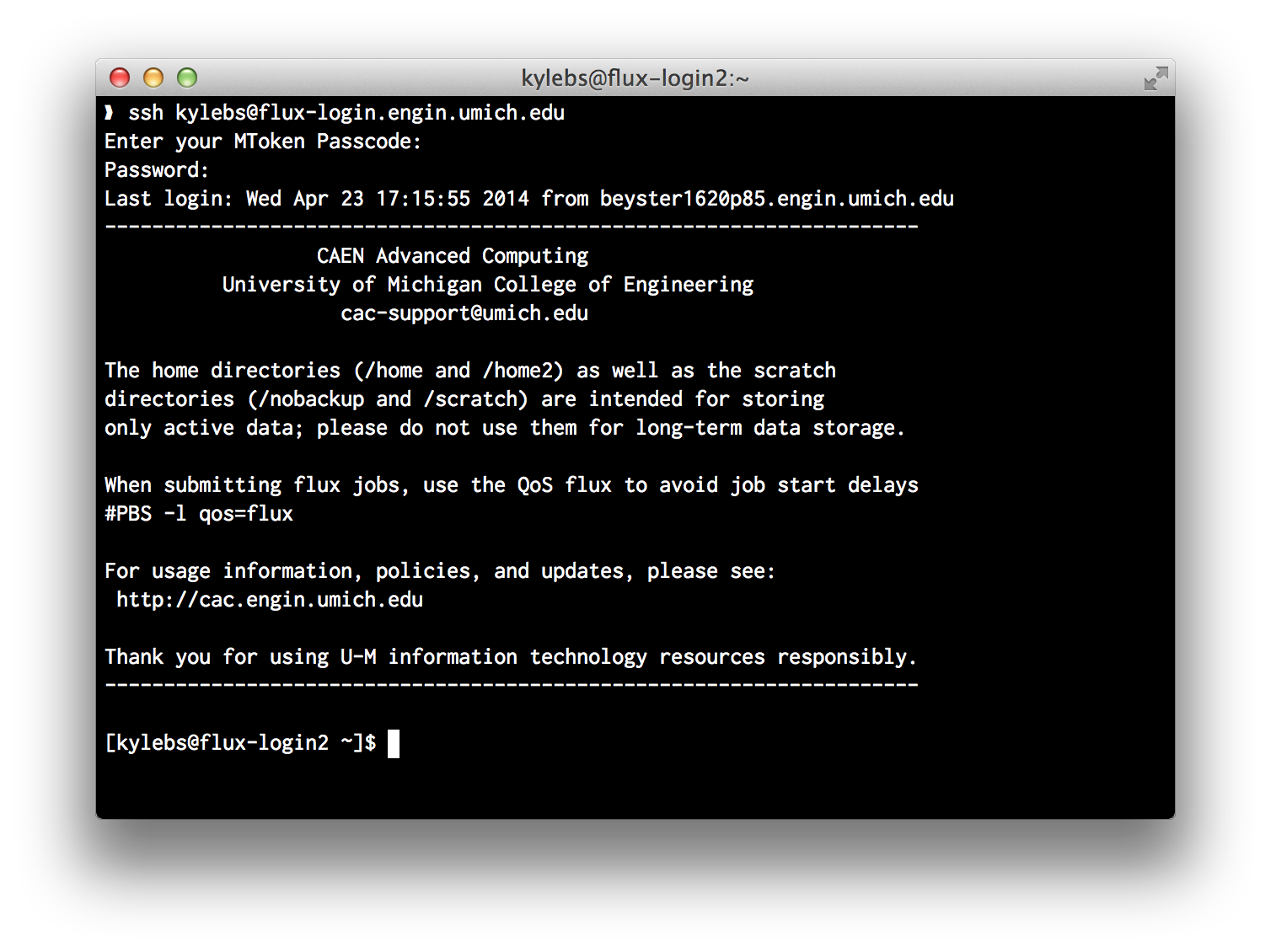 Flux SSH welcome banner